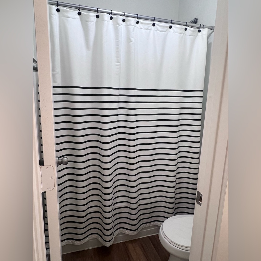 kate spade Black and White Horizontal Stripe Shower Curtain
